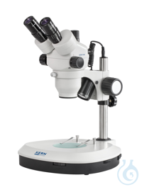 Stereo-Zoom Mikroskop Binokular, Greenough; 0,7-4,5x; HSWF10x23; 3W LED Die KERN OZM 542-Serie...